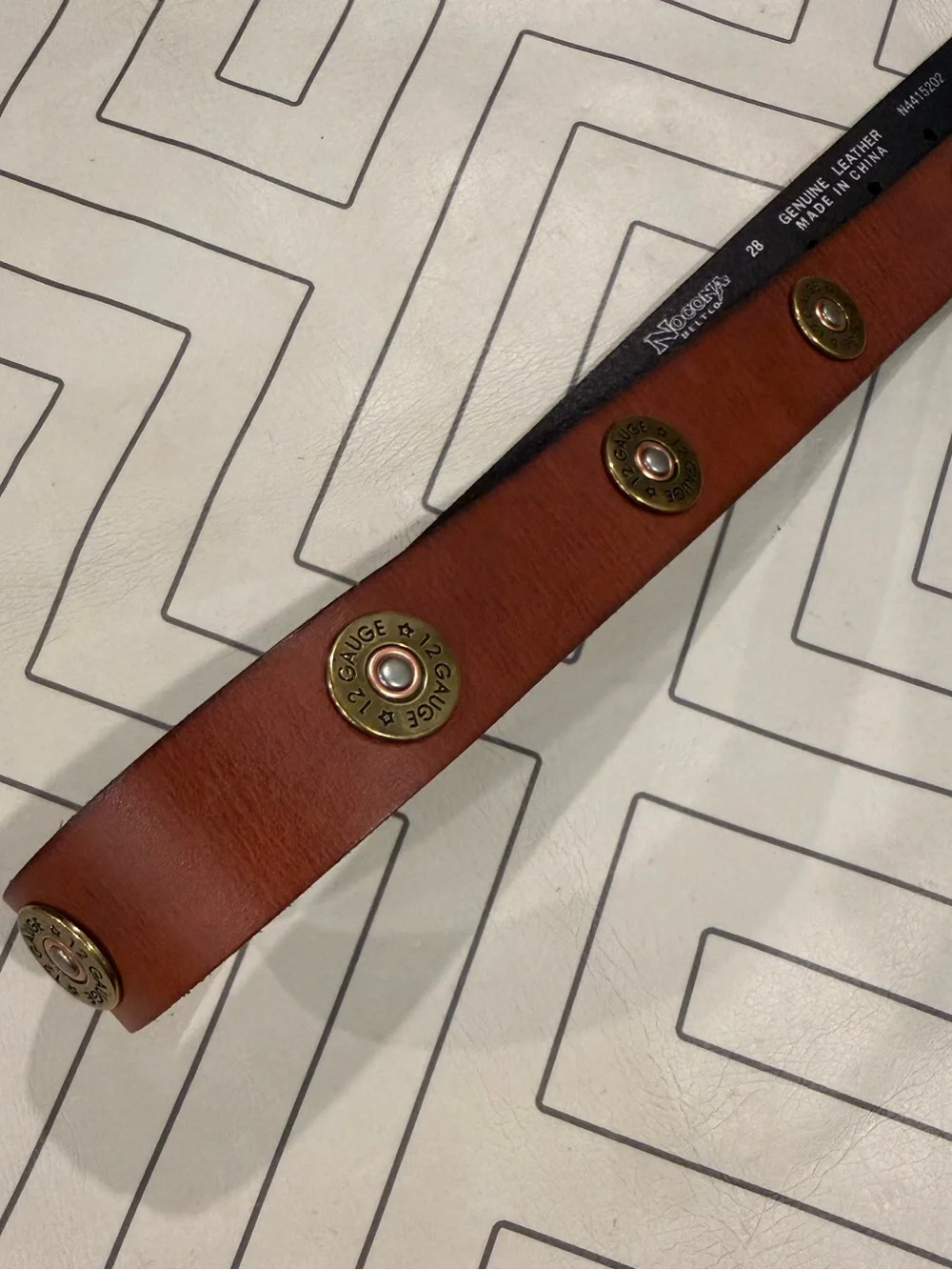 Nocona Brown Leather Belt with Brass Stud Accents